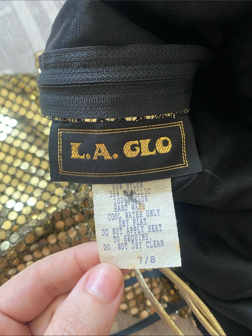 Vintage 1980s Deadstock LA Glo Gold Sequin Dress - Picture 6 of 16
